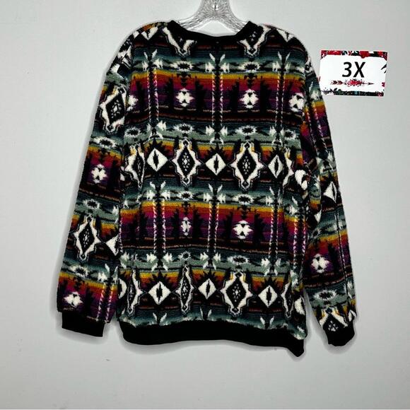 Crazy Train 3X Reversable Fleece Jacket - Aztec & Cow Print - Picture 3 of 8